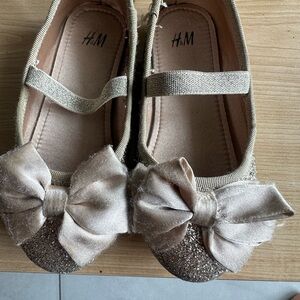 H&M Kids Glitter Bow Ballet Flats - Gold